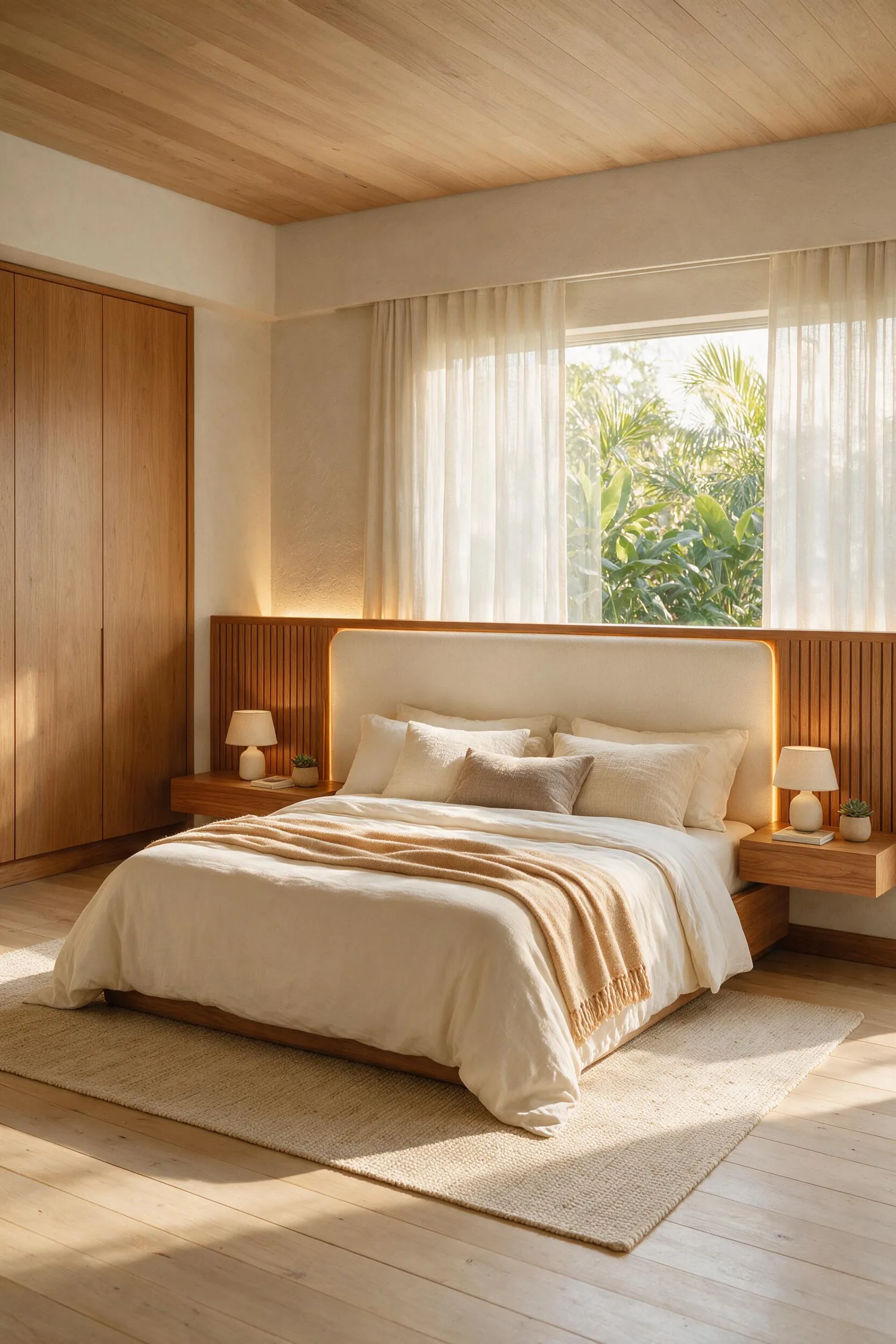 Quarto planejado com guarda-roupa embutido do piso ao teto